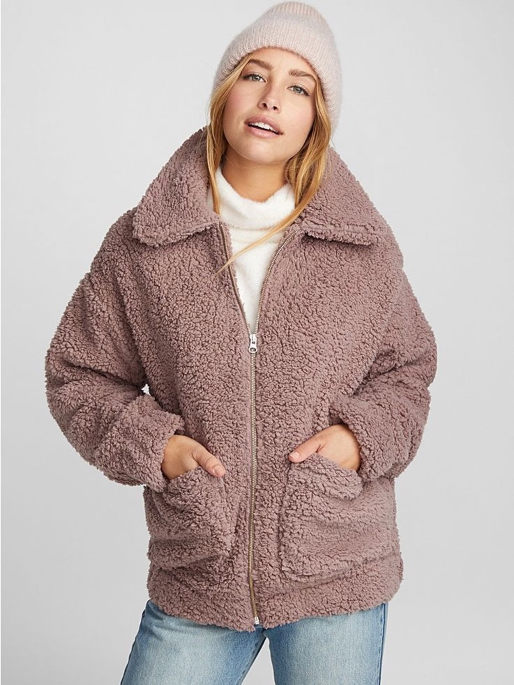 twik Plush Lavender Teddy Zip Jacket